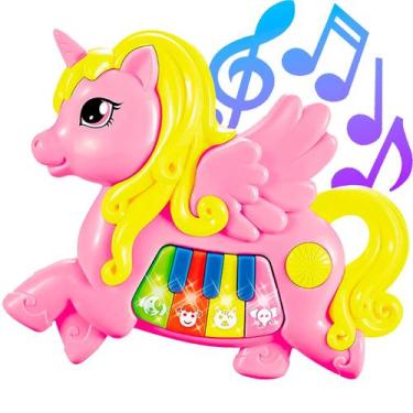 Imagem de Teclado Musical Unicórnio Piano Interativo Com 6 Funções Dm Toys, Rosa