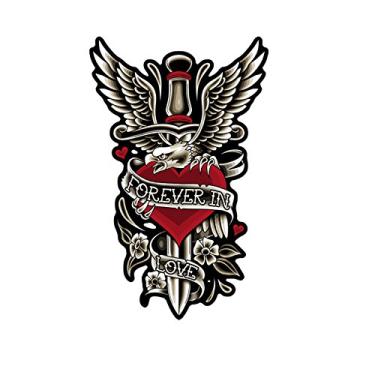 Imagem de Hot Leathers Emblema de coração adaga (multicolorido, 10 cm de largura x 12,7 cm de altura)