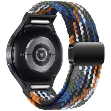 Imagem de Pulseiras esportivas trançadas sem lacunas com fecho magnético compatível com Samsung Galaxy Watch 6 4 5 de 40 mm e 44 mm/Watch 6 4 Classic de 47 mm, 43 mm, 42 mm e 46 mm/Watch 5 Pro de 45 mm,