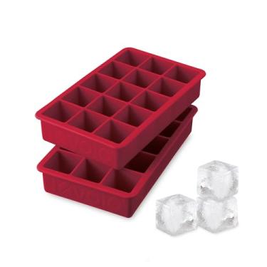 Imagem de Tovolo Bandeja de gelo perfeita para congelador de cubos de 3 cm para uísque bourbon, destilados e licor, silicone livre de BPA, resistente ao desbotamento, conjunto de 2, 2 unidades, pimenta de