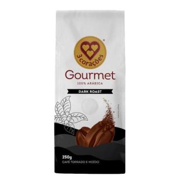 Imagem de Café Torrado e Moído Dark Roast Gourmet 3 Corações Pacote 250g, 250g