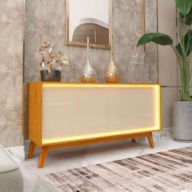 Imagem de Balcão Buffet Requinte 4 Portas 100% Mdf com Led Naturale/Off White - 