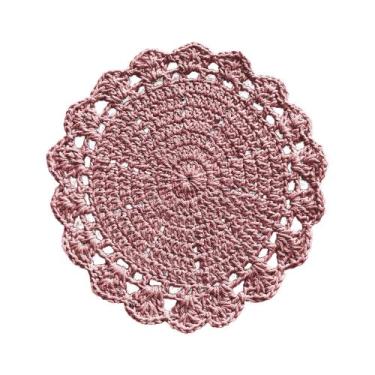 Imagem de Kit 6 Sousplat Crochê Redondo Barbante Para Mesa De Jantar Rose - Roma