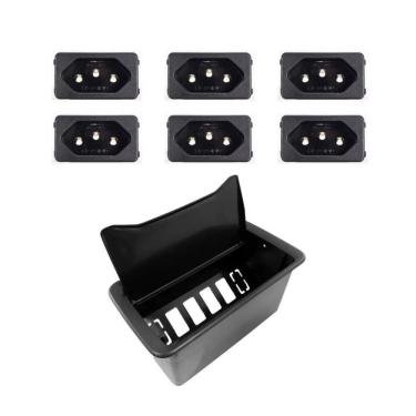 Imagem de Caixa De Embutir Em Mesa Móveis New 6 Slim Com 6 Tomadas 10/20a Preta