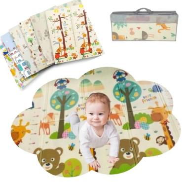 Imagem de Tapete de Atividades Infantil Térmico Dupla Face, 2,0 x 1,5m Estampas Divertidas (Trenzinho/Girafa)