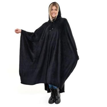 Imagem de Poncho Masculino Feminino Gaúcho Fleece Plush Quente Capuz - Gresco, P
