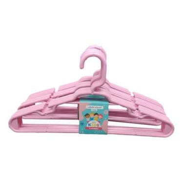 Imagem de Kit 60 Cabides Plástico Reforçado Rosa Roupa Infantil 28x14 - Trioplas