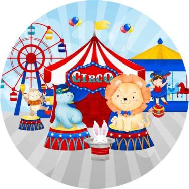 Imagem de Painel Festa Redondo C/ Elástico 1,50m Circo Vermelho - Fadrix