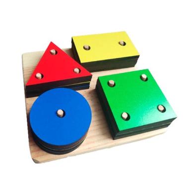 Imagem de Brinquedo Educativo Pedagógico Montessori Prancha Geométrica Geometric