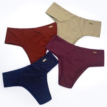 Imagem de Kit De 4 Calcinha Adulta Lisa Microfibra Semi Fio Confort Empório Da R