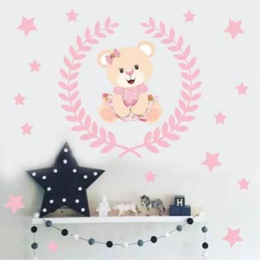 Imagem de Adesivo De Parede Decoração Quarto De Menina Ursa Vestido - pinkie