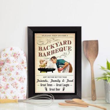 Imagem de Quadro Decorativo Vintage Churrasco 33x43cm Moldura Preta - Quartinhos