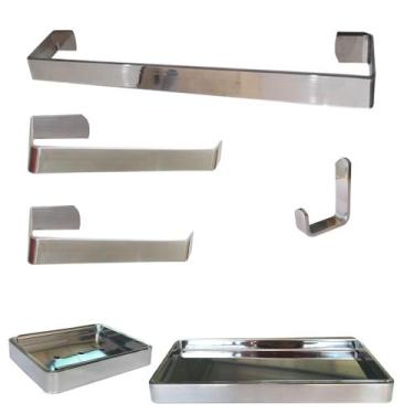 Imagem de Kit Acessórios Lavabo/ Banheiro 6 Peças - Várias Cores - VSA, Prata