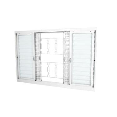 Imagem de Janela Veneziana em Aço Branco 100x200x12 cm 6 Folhas Grade Elo Ideal 