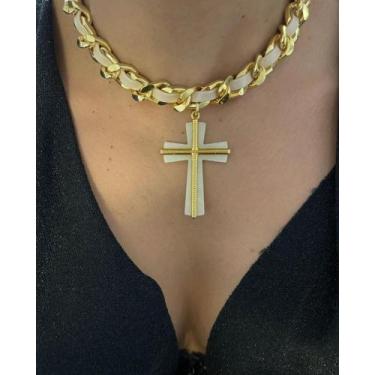 Imagem de Cordão Feminino Crucifixo Banhado a Ouro18k - Baronesa imports18k 