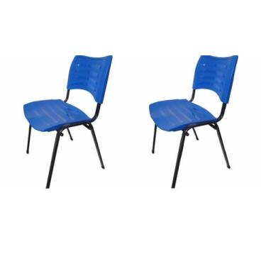 Imagem de Kit 2 cadeira empilhável iso fixa azul - MOVEIS VITORINO