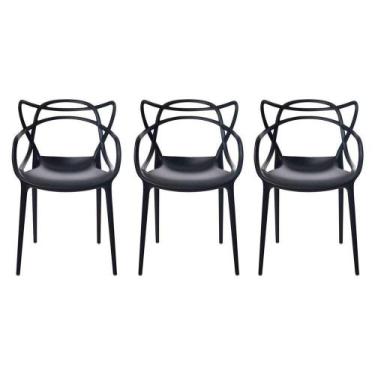 Imagem de Kit Com 3 Cadeiras De Jantar Jardim Allegra - Preta - UNIVERSAL MIX