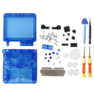 Imagem de Hzxkqmil Replacement Full Shell Housing Case for Game Boy Advance SP GBA SP Console, High Quality Transparent Cover with Buttons Screws Kit + Screwdrivers Repair Parts (Clear Blue)