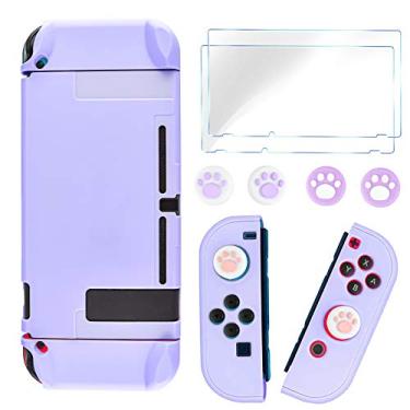 Imagem de DLseego Switch capa protetora completa compatível com controles Nintendo Switch Joy-con com película de vidro, antirriscos [toque na pele do bebê] capa de aderência - roxa