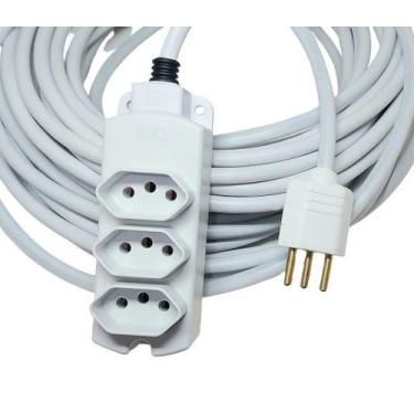 Imagem de Extensão Elétrica 10a/20a Reforçada 20m PP 2x1,5mm 3T BRANCA - Margiri