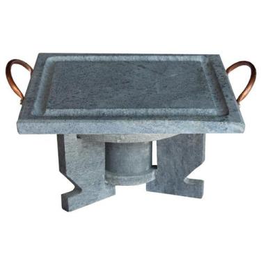 Imagem de Fogareiro Réchaud G E Chapa Quadrada 25X25Cm Pedra Sabão - Industria S