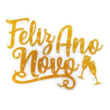 Imagem de Enfeite Painel Feliz Ano Novo Eva Glitter Dourado - 01 unid - Não info