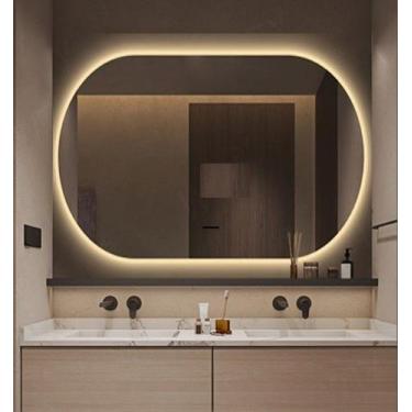 Imagem de Espelho Lapidado Oval Iluminado com led quente - 60x80cm - Woodglass