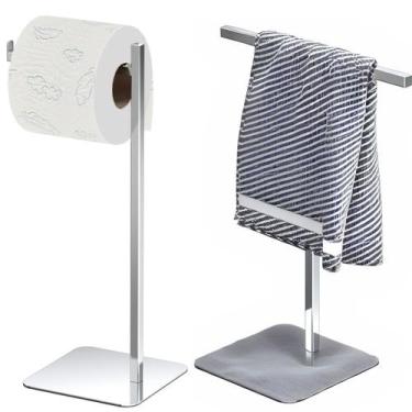 Imagem de Porta Toalha Rosto Lavabo e Papeleira De Chão Inox SF.Nice - ShopForte