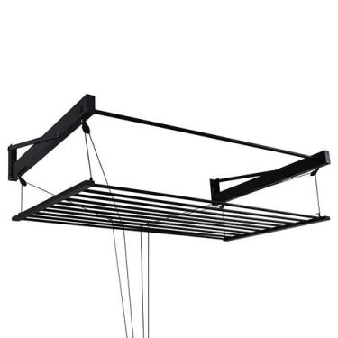 Imagem de Varal De Parede Sobe E Desce Manual Classico Preto 60 Cm Aluminio - Bi