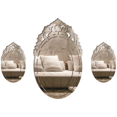 Imagem de Kit 3 pecas Espelho Veneziano Decorativo 28x47 3884 - CREATUS, prata