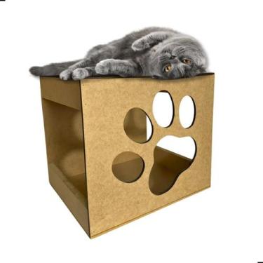 Imagem de Nicho Casa Para Gato Em Mdf Com Carpete Arranhador Pata - Grupo Parais