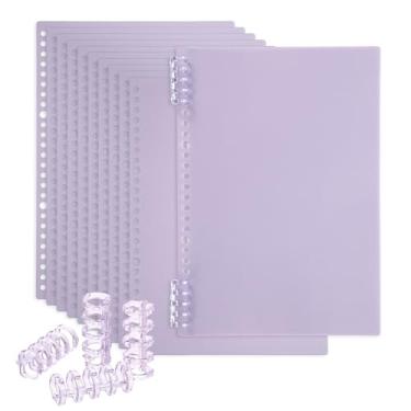 Imagem de PATIKIL Pacote com 12 capas de encadernação, B5 (10,3 x 7,2 polegadas) 22 mil capas de caderno de plástico com pente de encadernação para apresentação de relatório de livro, roxo claro