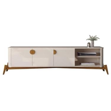 Imagem de Rack Bancada Buriti 1.8 Tv Até 70 Pol. Pés de Madeira Maciça Off White