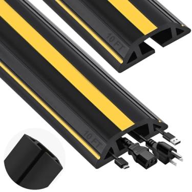 Imagem de MYFAMIREA Capa para cabo de piso de 20 m, capa protetora de cabo resistente, extensão de 3 canais, capa de fio de PVC para uso externo, capa de cabo de gerenciamento de esconder para fio no chão, casa