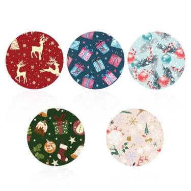 Imagem de 25 peças de capas de sensor, fita temática de Natal à prova d'água adesivos de patches de sensor de tecido não tecido 5 padrões adesivos para CGM Libre 2 ou 3 Overpatch