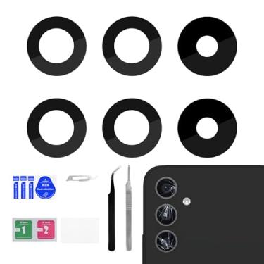Imagem de BESJMYT Pacote com 2 lentes de reposição para câmera traseira Samsung Galaxy A34 Lentes de vidro adesivas para câmera traseira com kit de reparo de ferramenta de reparo completo Pinças pano de poeira