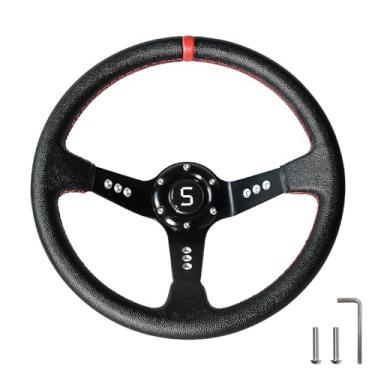 Imagem de Shu-Ran Volante de Carrinho de Golfe para Carro de Clube Ezgo Yamaha, 13,7"/350 Mm Volante de Carrinho de Golfe Universal para Carro de Clube Ds e Precedente Ezgo Rxv e Txt Yamaha13,7 Polegadas,Preto