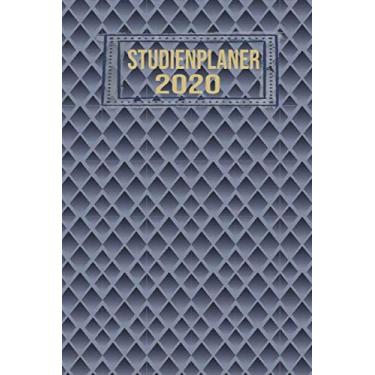 Imagem de Studienplaner 2020: Wochenplaner zum notieren, organisieren und planen ca. DIN A5 6x9. Kalender/Terminkalender/Monats- / Tagesübersicht/Kontakt- ... listen/Design : Metall Modern Raute Silber