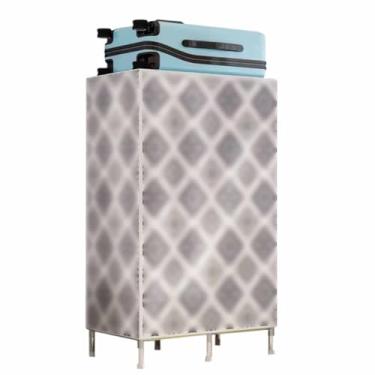 Imagem de Guarda-roupa Armário de guarda-roupa aberto, simples e moderno, tecido oxford, tubo de aço, resistente, durável, montado, para quarto, sala de aluguel armário