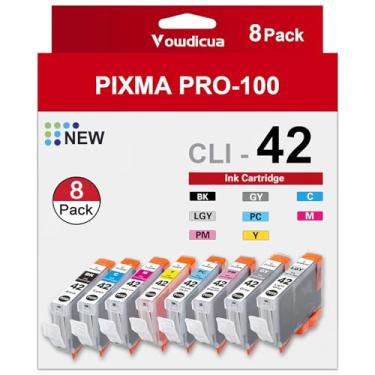 Imagem de Cartuchos de tinta CLI-42 CLI42, pacote com 8, compatíveis com impressoras CLI 42, para impressoras Pixma Pro-100 Pro 100 Pro-100S (preto, cinza, ciano, cinza claro, ciano fotográfico, magenta,