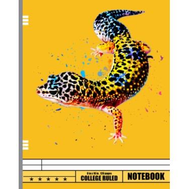 Imagem de Leopard Gecko Watercolor Reptile Keeper Gecko Notebook: Reptile Composition Book Gift for Gecko Pet Owners, 8 x 10 in., 120 Wide Ruled Pages