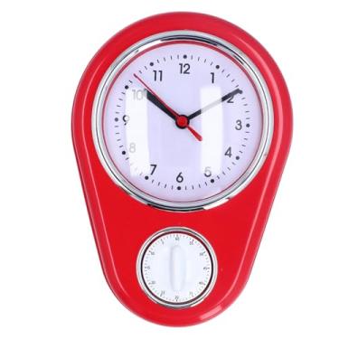 Imagem de Relógio de parede de 9 polegadas, cronômetro de cozinha, contagem regressiva visual de 60 minutos, silencioso, fácil de ler, design retrô para uso doméstico e na cozinha, (Vermelho)