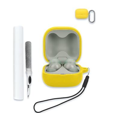 Imagem de Capa para fones de ouvido Sony LinkBuds Fit True Wireless com cancelamento de ruído, capa protetora de silicone macio, portátil, resistente a arranhões, com kit de limpeza, mosquetão e cordão,