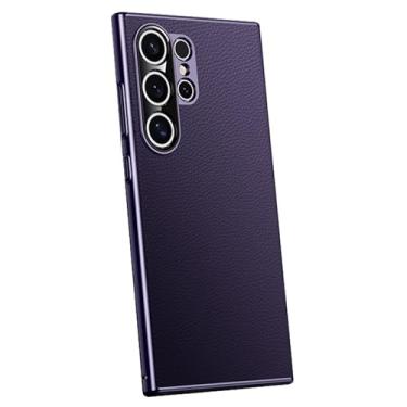 Imagem de HAO RIYLN Capa de couro para Samsung Galaxy S24 Ultra/S24 Plus/S24, Business Premium Phone Case Proteção à Prova de Choque Capa Galvanizada, Roxa, S24 Plus