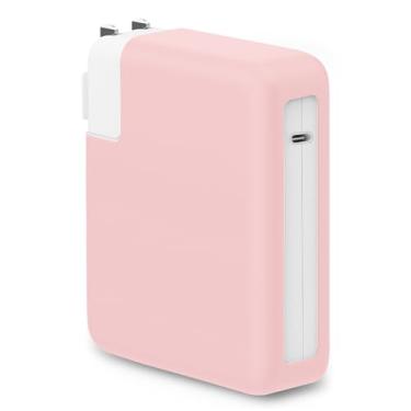 Imagem de LCMOCICO Capa protetora de silicone macio de 140 W para MacBook Pro 16 polegadas 2024 2023 2022 2021 A2485 A2780 A2991 A3186 A3403 M4 M3 M2 M1 Pro/Max Chip, capa adaptadora de energia de 140 W, rosa