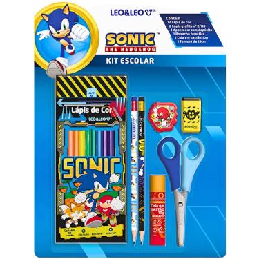 Imagem de Kit Escolar Sonic com 07 Peças Lapis Sextavado LeoLeo