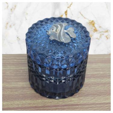 Imagem de Porta Algodão E Cotonete Vidro Com Detalhe De Metal 9,5cm