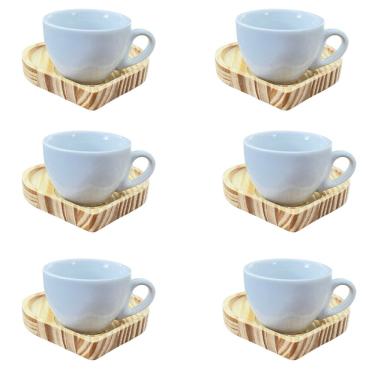 Imagem de Jogo 6 xícaras Café 100ml Cônica com pires coração