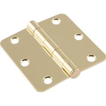 Imagem de The Hillman Group 853473 Dobradiça residencial para porta de 7,6 cm - Canto redondo de 0,6 cm - Pino removível - Embutir completa - Acabamento em latão, pacote com 1