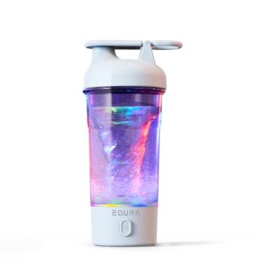 Imagem de JOTER & LIBEAR Coqueteleira elétrica, garrafas de liquidificador de 740 ml para misturas de proteína, garrafa de shake de proteína portátil recarregável por USB C, sem BPA, base de luz colorida